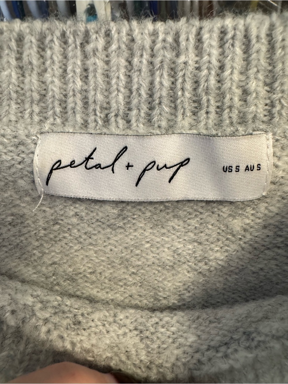 Petal & Pup Heather Light Gray Short-Sleeve Crew Sweater - Picture 3 of 5